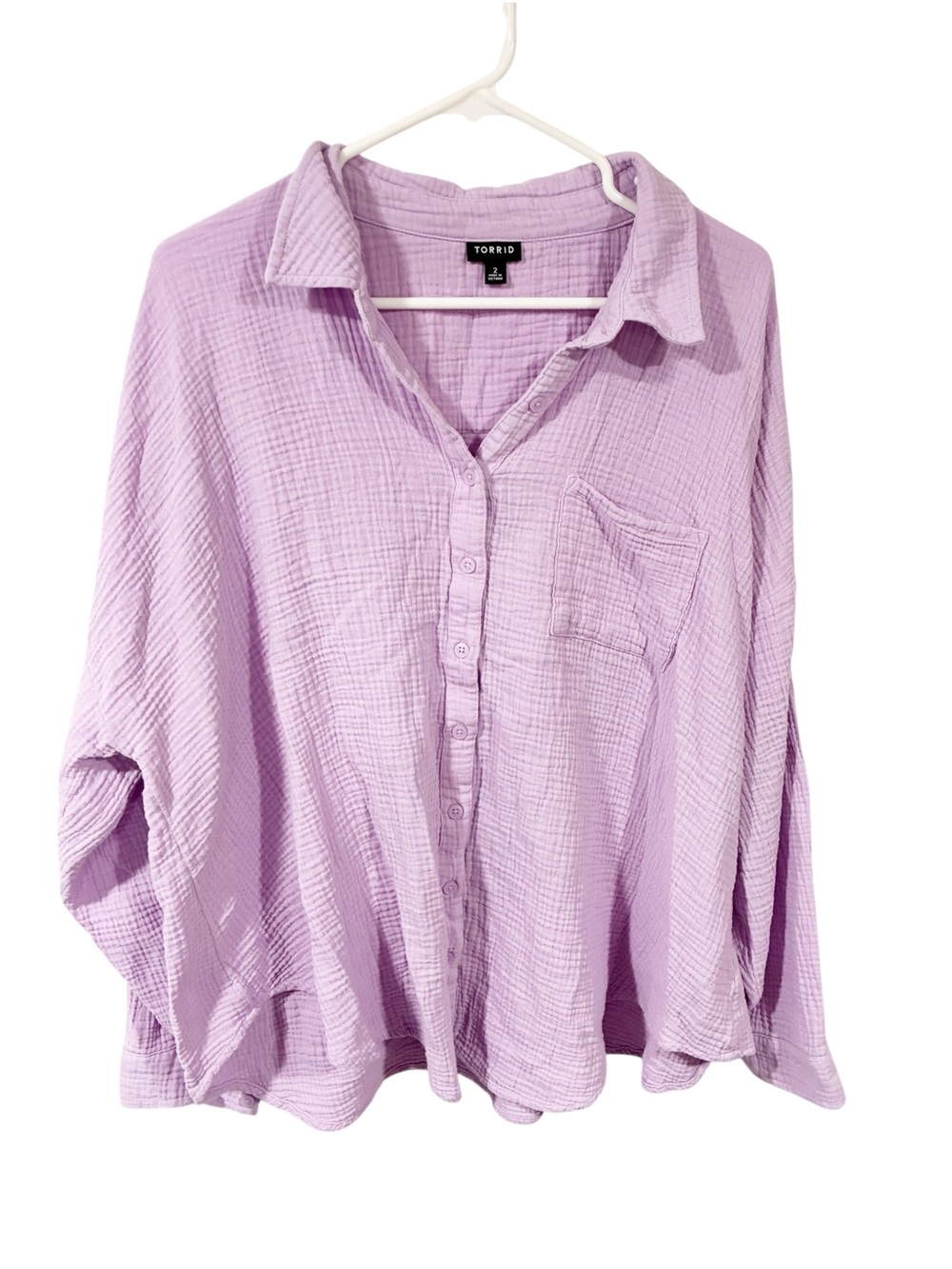 Torrid Plus Size Cotton Gauze Drop Shoulder Button Down Shirt Size 2X